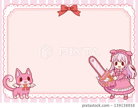 A frame featuring a pink Lolita girl and her familiar. A frame featuring a pink Lolita girl and her familiar. 139138938