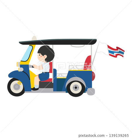 Tuk Tuk With Thai Flag Representing Local Transport Tuk Tuk With Thai Flag Representing Local Transport 139139265