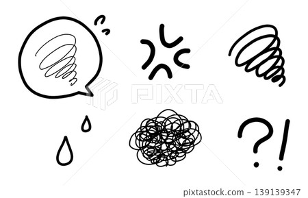 一組單色向量插圖圖標,表達模糊的憤怒和沮喪。 一組單色向量插圖圖標,表達模糊的憤怒和沮喪。 139139347