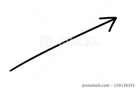 Simple, hand-drawn style straight arrow monochrome vector illustration (pointing upwards to the right) 139139355