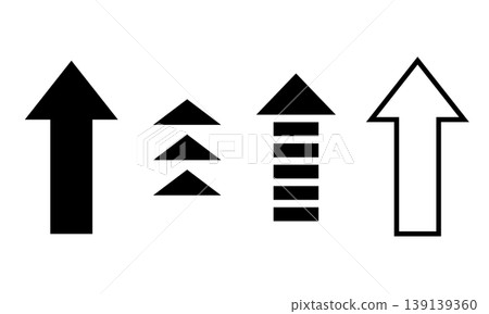 Monochrome vector illustration set of 4 variations of upward-pointing arrows. Monochrome vector illustration set of 4 variations of upward-pointing arrows. 139139360