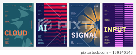 Abstract Tech Poster Templates. Dynamic tech banners with futuristic gradients and digital wave patterns. Modern backgrounds for cloud AI digital signal technology flyers, presentation, digital media. Abstract Tech Poster Templates. Dynamic tech banners with futuristic gradients and digital wave patterns. Modern backgrounds for cloud AI digital signal technology flyers, presentation, digital media. 139140143