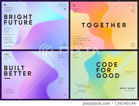 Pastel gradient vector design illustration with blurred fluid waves and bright colors in modern aesthetic for tech community event poster, hackathon invitation, workshop, social media background 139140144