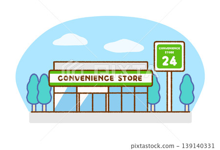 Convenience store exterior illustration | Stores, facilities, buildings Convenience store exterior illustration | Stores, facilities, buildings 139140331