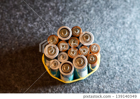 Assorted Batteries Stacked - Power & Energy Concept 139140349