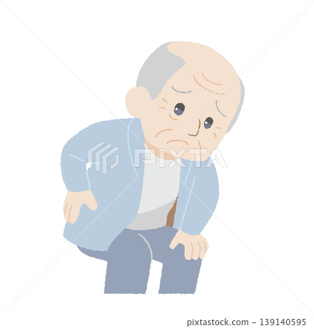 手繪風格的男子,患有背痛 手繪風格的男子,患有背痛 139140595