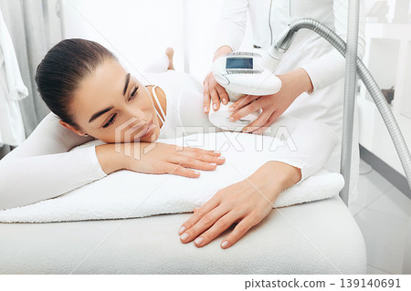 lpg massage will remove cellulite on the arms and shoulders of a beautiful woman 139140691
