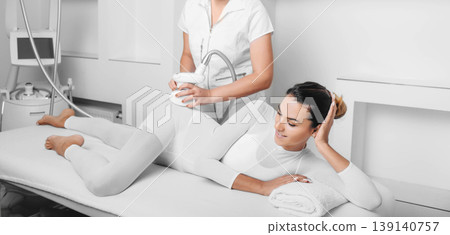 Beautiful woman receiving lpg massage against cellulite 139140757
