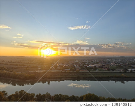 beautiful sunset over river beautiful sunset over river 139140812