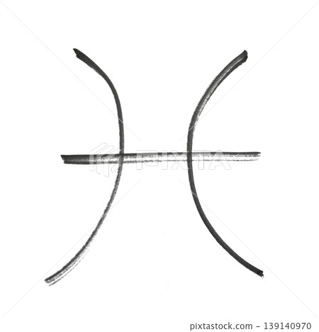 the zodiac sign of Pisces drawn with a black marker 139140970
