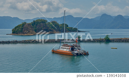 Langkawi Malaysia-April 18 2024: Langkawi, a duty-free archipelago of 99 islands in northwest Malaysia, is a premier UNESCO Global Geopark known for its stunning beaches, ancient mangrove forests 139141038