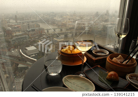 A Chinese food menu in a restaurant by the River Thames in London 139141215