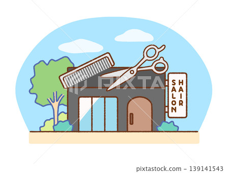 Hair salon exterior illustration | Stores, buildings, beauty salons Hair salon exterior illustration | Stores, buildings, beauty salons 139141543