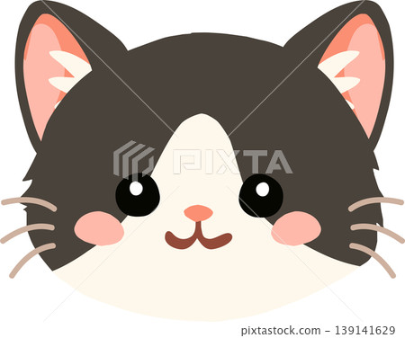 cute cartoon cat face illustration of a playful kitten character designed for kids and creative projects 139141629