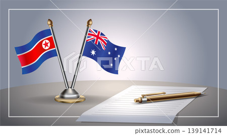 Small national flag of North Korea and Australia flag Relation, Template Vector Illustration 139141714