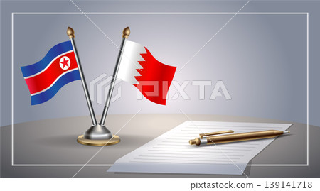 Small national flag of North Korea and Bahrain flag Relation, Template Vector Illustration 139141718