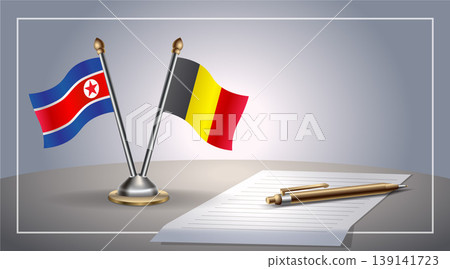 Small national flag of North Korea and Belgium flag Relation, Template Vector Illustration Small national flag of North Korea and Belgium flag Relation, Template Vector Illustration 139141723