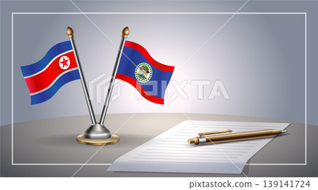 Small national flag of North Korea and Belize flag Relation, Template Vector Illustration Small national flag of North Korea and Belize flag Relation, Template Vector Illustration 139141724