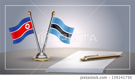 Small national flag of North Korea and Botswana flag Relation, Template Vector Illustration Small national flag of North Korea and Botswana flag Relation, Template Vector Illustration 139141730
