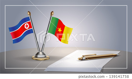 Small national flag of North Korea and Cameroon flag Relation, Template Vector Illustration Small national flag of North Korea and Cameroon flag Relation, Template Vector Illustration 139141738