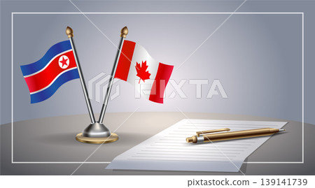 Small national flag of North Korea and Canada flag Relation, Template Vector Illustration Small national flag of North Korea and Canada flag Relation, Template Vector Illustration 139141739