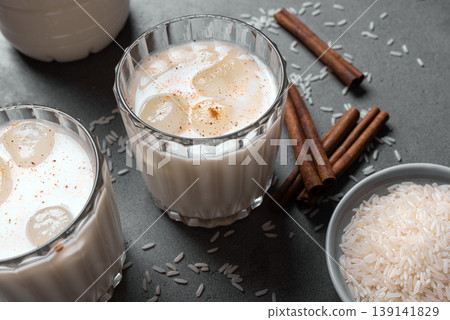 Mexican Horchata rice drink with cinnamon 139141829