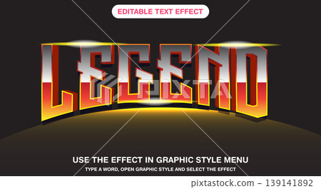 Legend gold and shiny font editable text Legend gold and shiny font editable text 139141892