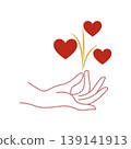 Hand holding heart line illustration 139141913