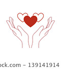 Hand holding heart line illustration 139141914