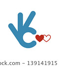 Hand holding heart line illustration 139141915