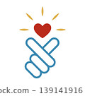 Hand holding heart line illustration 139141916