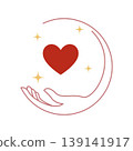 Hand holding heart line illustration 139141917