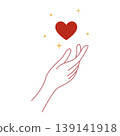 Hand holding heart line illustration 139141918