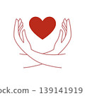 Hand holding heart line illustration 139141919