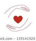 Hand holding heart line illustration 139141920