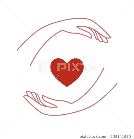Hand holding heart line illustration Hand holding heart line illustration 139141920