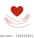 Hand holding heart line illustration 139141921