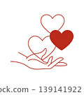 Hand holding heart line illustration 139141922