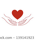 Hand holding heart line illustration 139141923