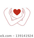 Hand holding heart line illustration 139141924