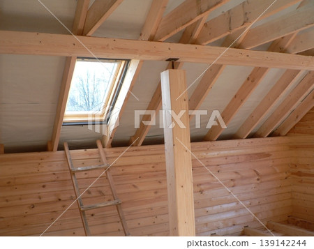 Wooden roof frame detail construction process Wooden roof frame detail construction process 139142244