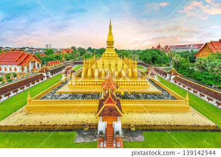 Scenic of Pha That Luang Vientiane in Laos. Scenic of Pha That Luang Vientiane in Laos. 139142544