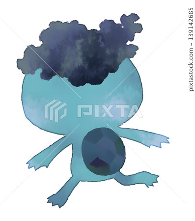 Blue Kappa (water goblin) back illustration, watercolor style, transparent PNG Blue Kappa (water goblin) back illustration, watercolor style, transparent PNG 139142685