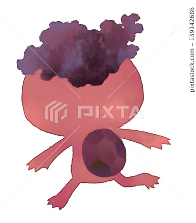 Red Kappa (water goblin) back illustration, watercolor style, transparent PNG 139142686