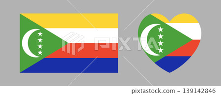 National Comoros flag heart, rectangular button, sticker set. Flag of Comoros icon, badge, banner, background in heart, rectangle shape. National Comoros flag heart, rectangular button, sticker set. Flag of Comoros icon, badge, banner, background in heart, rectangle shape. 139142846