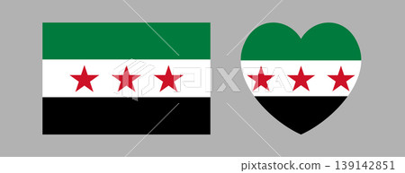Syria country flags heart, rectangular sticker, background. New icon national flag of Syrian Arab republic. Syria flag in rectangle, heart shape button, badge, banner. 139142851