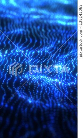 Blue glowing particle wave forming a futuristic digital landscape with flowing data grid and bokeh depth Blue glowing particle wave forming a futuristic digital landscape with flowing data grid and bokeh depth 139143065