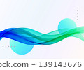 Abstract blue and green wave background with gradient circles and dotted accents 139143676