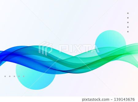 Abstract blue and green wave background with gradient circles and dotted accents 139143676