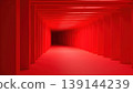 Abstract Red Tunnel With Repeating Layered Panel Structure 139144239